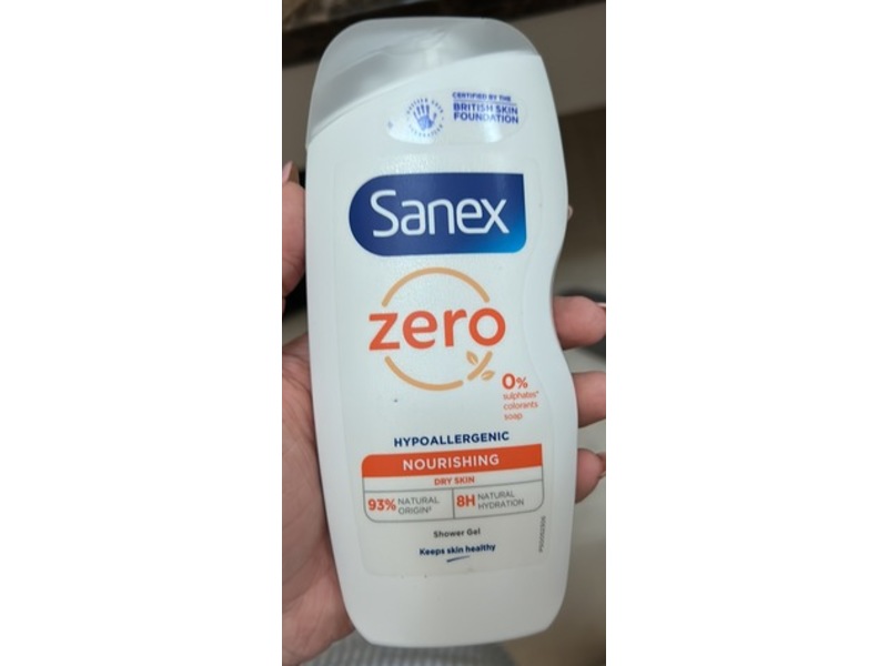 Sanex Zero% Hypoallergenic Nourishing Shower Gel, 225 mL