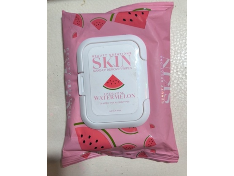 Beauty Creations Make-Up Remover Wipes, Watermelon, 4.44 oz, 30 Count