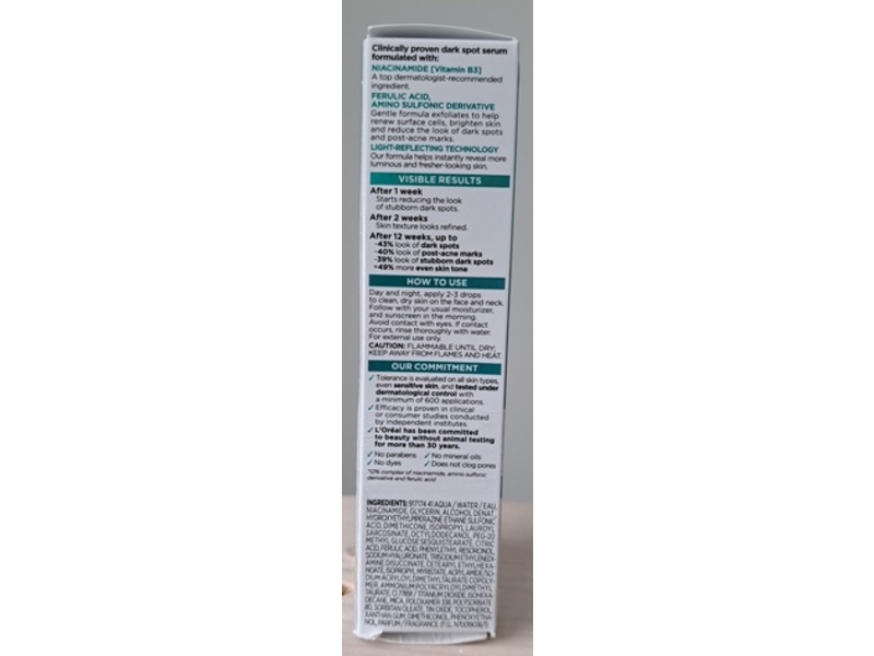 L'Oreal Paris Dark Spot Serum, 12% Niacinamide, 30 mL