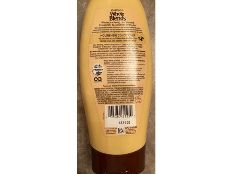 Garnier Whole Blends Nourishing Conditioner, Avocado Oil & Shea Butter Extracts, 12.5 fl oz/370 mL