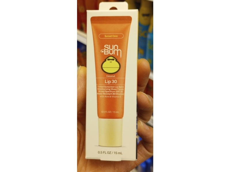 Sun Bum Tinted Sunscreen Lip Balm, Sunset Cove Coconut Flavor, 0.5 fl oz/15 mL
