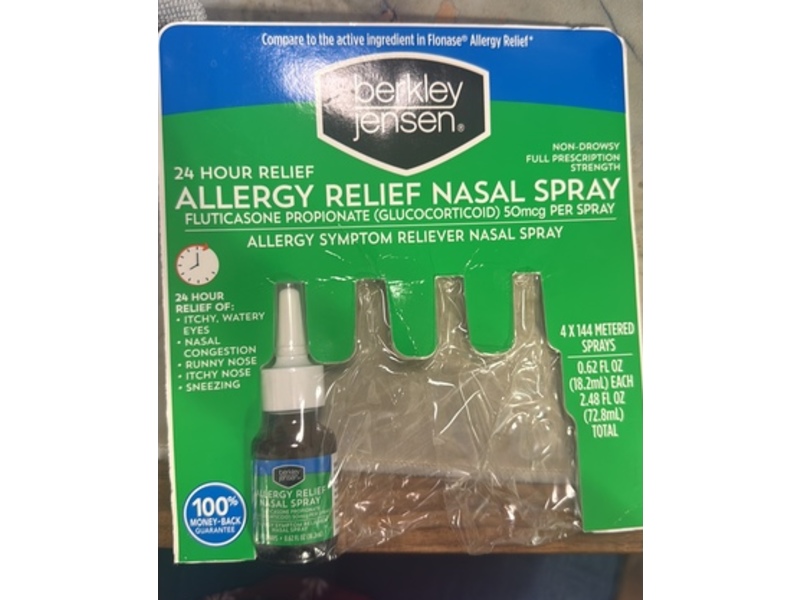 Berkley Jensen Allergy Relief Nasal Spray, 0.62 fl oz/18.2 mL, Pack Of 4