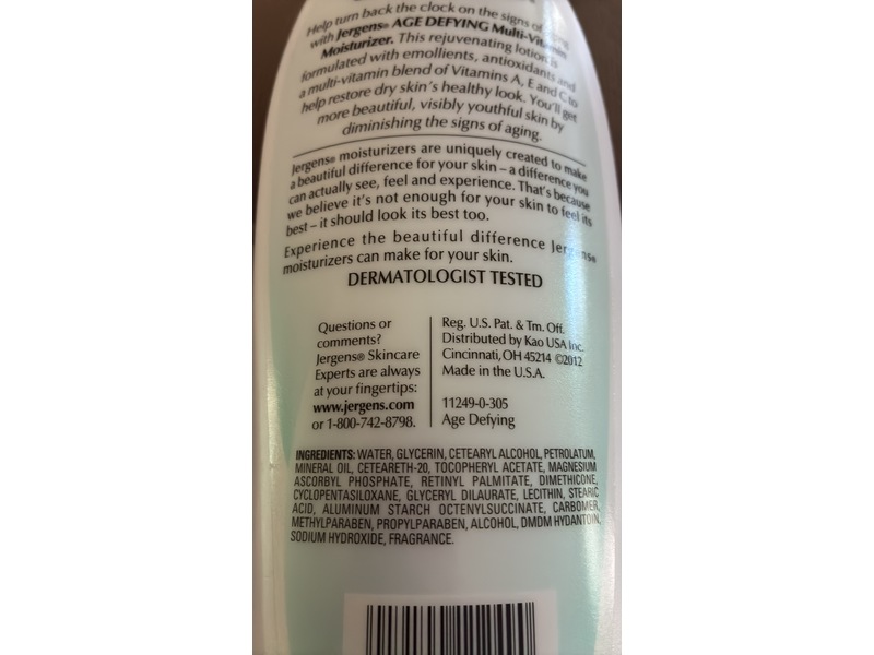 Jergens Age Defying Multi-Vitamin Moisturizer, Vitamin A, E & C 21 fl oz/621 mL