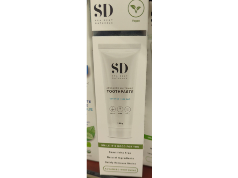 Spa Dent Naturals Advanced Whitening Toothpaste, Coconut + Sea Salt, 6.70 oz/190 g