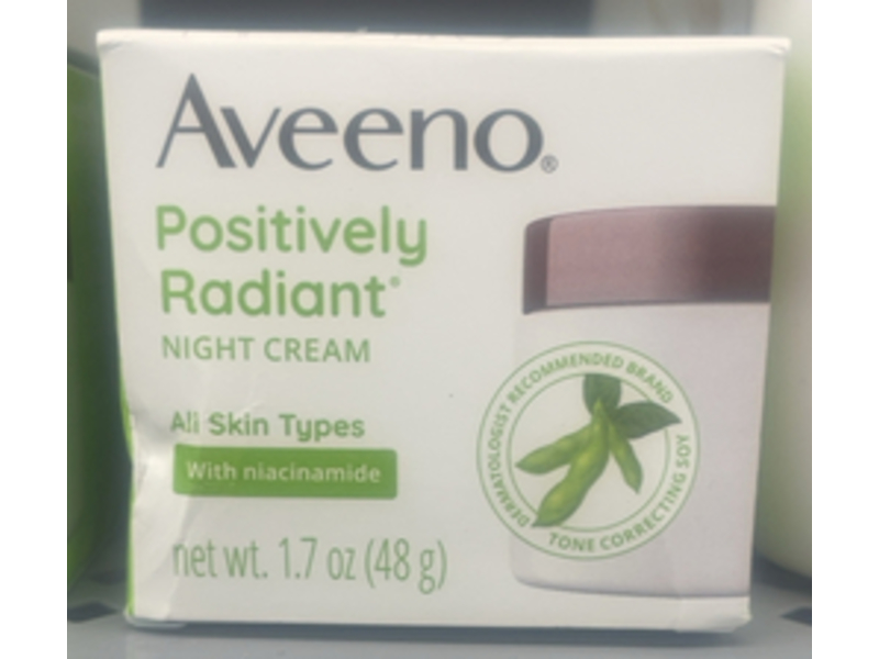 Aveeno Positively Radiant Night Cream, Niacinamide, 1.7 oz/48 g