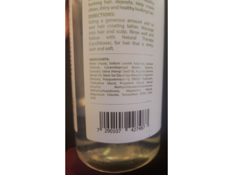 Natural Therapy Shampoo, Hemp & Argan, 33.8 fl oz/1000 mL