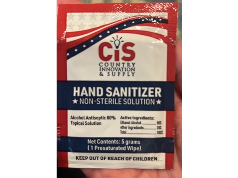 Country Innovation & Supply Hand Sanitizer, Non-Sterile Solution, 5 g