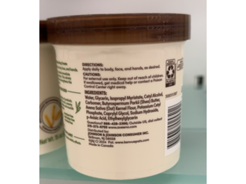 Aveeno Daily Moisturizing Cream, Prebiotic Oat + Shea Butter, 15 oz/425 g