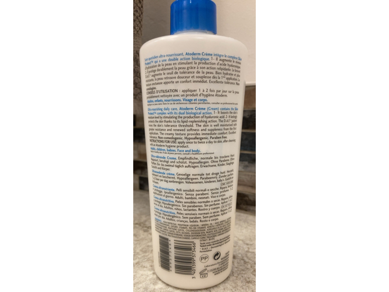 Bioderma Ultra-Nourishing Cream, Fragrance Free, 16.7 fl oz/500 mL