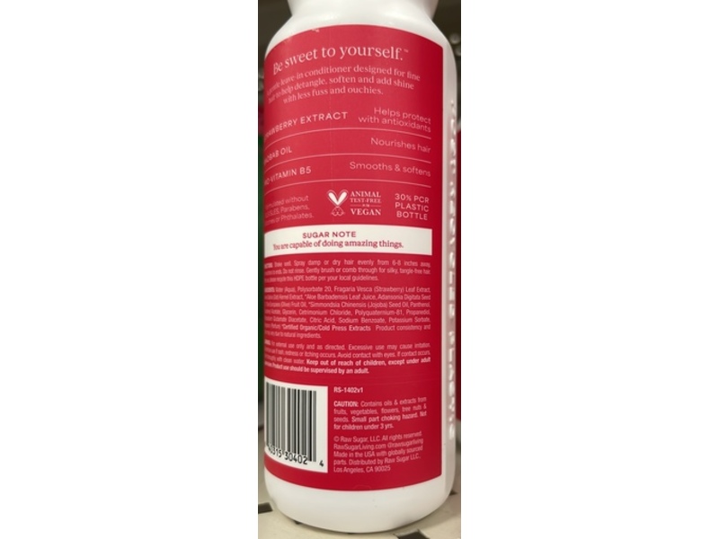 Raw Sugar Kids Detangler & Leave-In Conditioner, Strawberry Oat Milk, 6 fl oz/177 mL