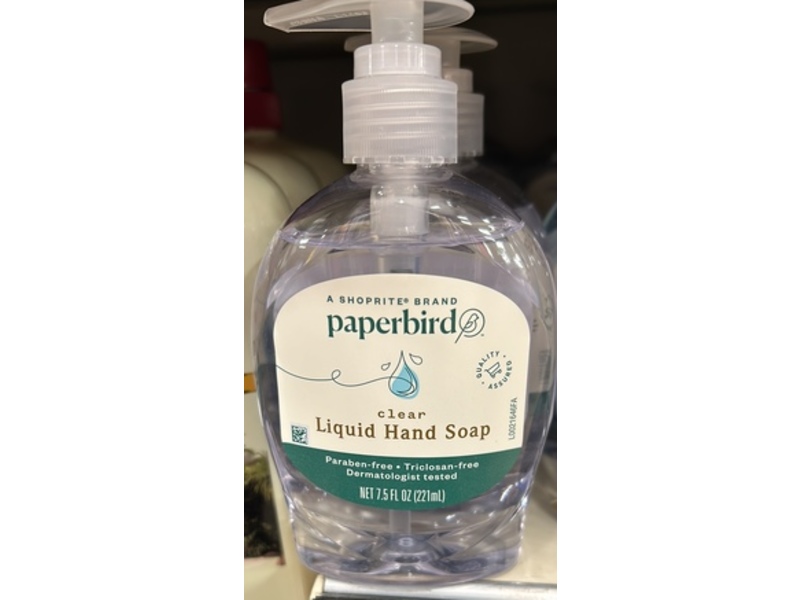 Paperbird Liquid Hand Soap, Clear, 7.5 fl oz/221 mL