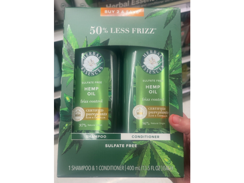 Herbal Essences Frizz Control Shampoo & Conditioner Set, Hemp Oil, 13.5 fl oz/400 mL