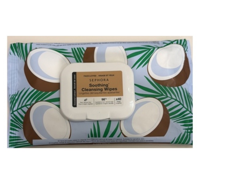 Sephora Face & Eyes Soothing Cleansing Wipes, Coconut Milk, 40 Count