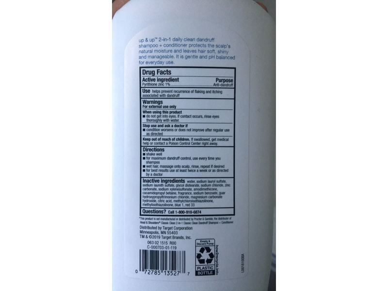 Up & Up 2-In-1 Everyday Clean Dandruff Shampoo + Conditioner, 33.8 fl oz/1 L