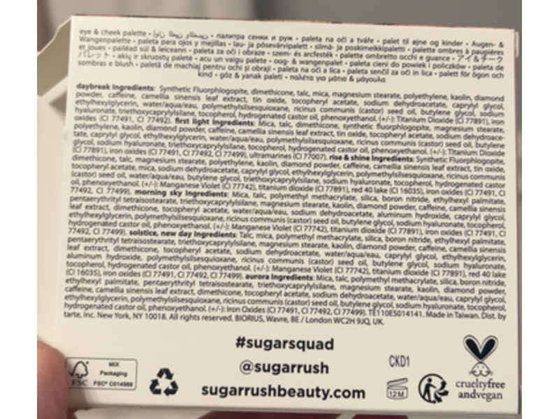 Tarte Sugar Rush Sunrise Eye & Cheek Palette, Assorted, 0.035 oz/1 g