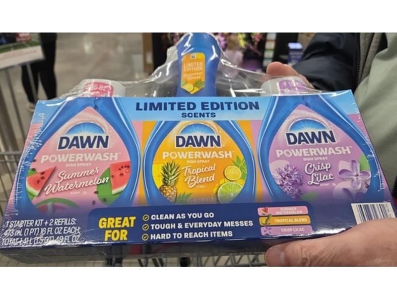Dawn Powerwash Dish Spray Set, Summer Watermelon + Tropical Blend + Crisp Lilac, 16 fl oz/473 mL