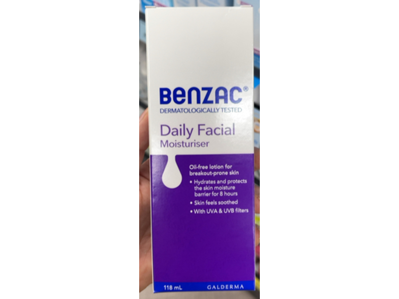 Benzac Daily Facial Moisturiser, Galderma, 118 mL