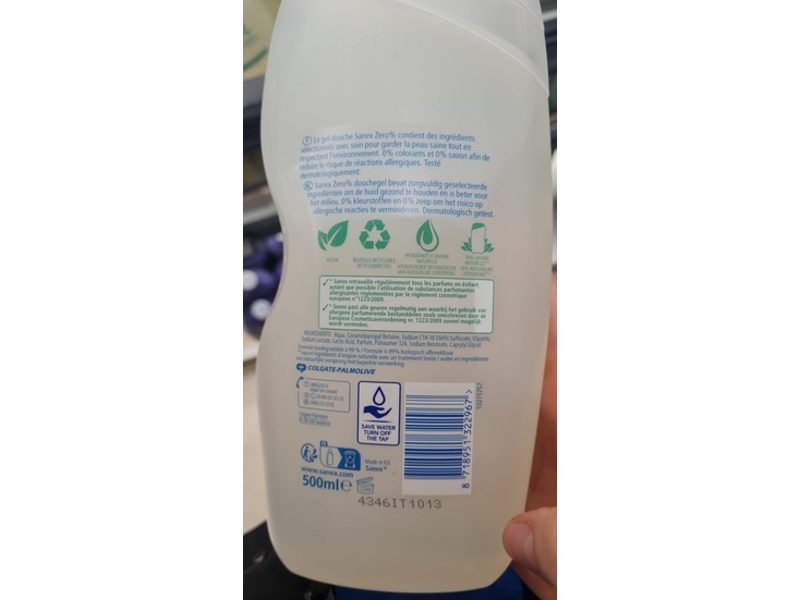Sanex Zero% Shower Gel, 500 mL