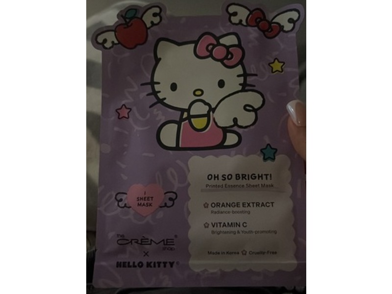 The Creme Shop x Hello Kitty Oh So Bright! Printed Essence Sheet Mask, Orange Extract, Vitamin C, 1 Count