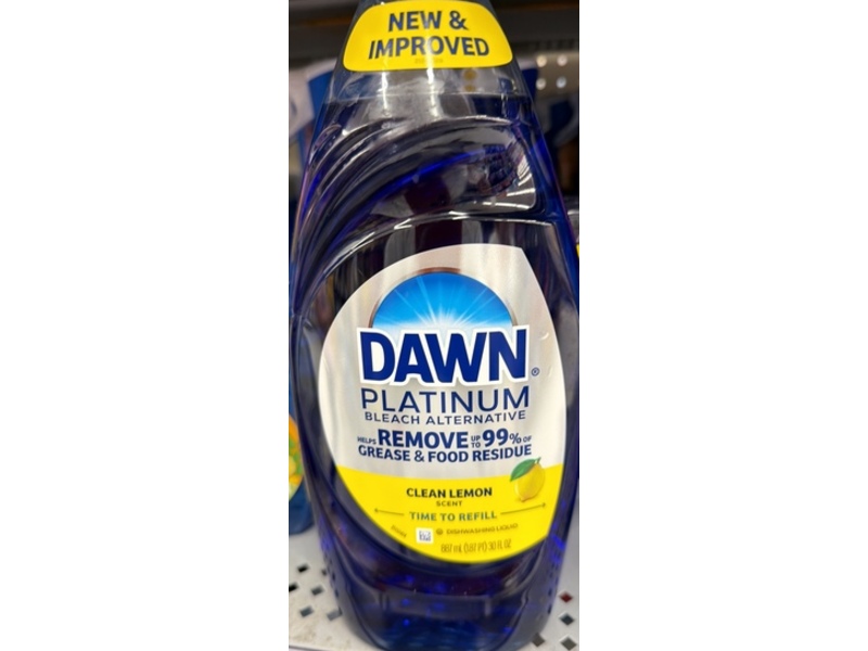 Dawn Platinum Dishwashing Liquid, Clean Lemon Scent, 30 fl oz/887 mL