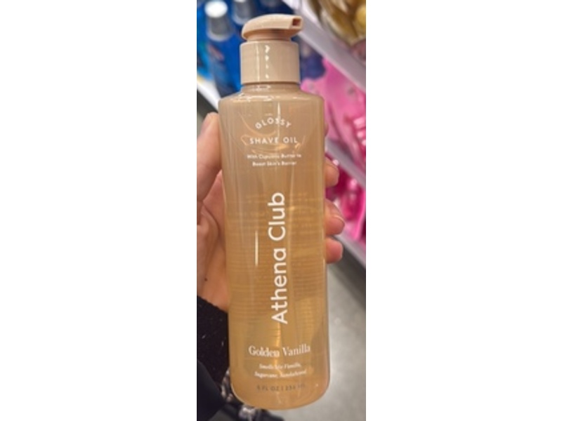 Athena Club Glossy Shave Oil, Golden Vanilla, 8 fl oz/236 mL