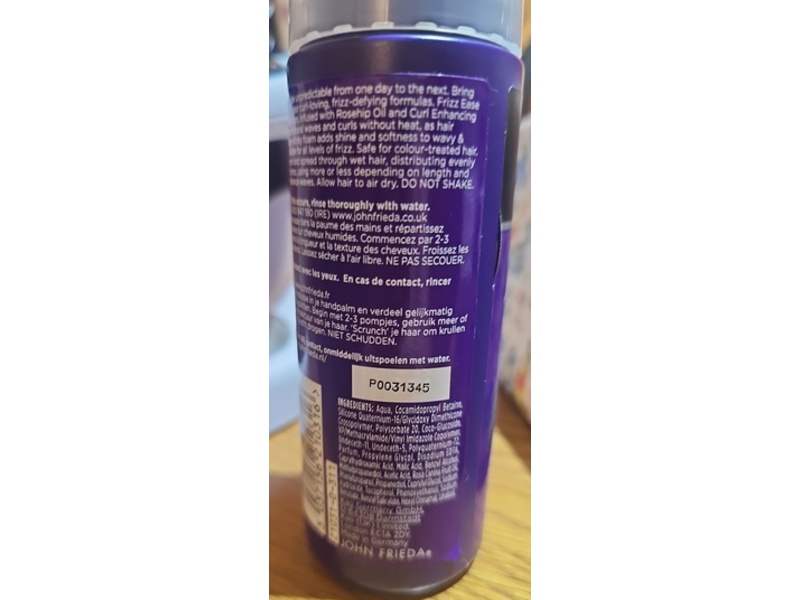 John Frieda Frizz Ease Air-Dry Waves Styling Foam, Rosehip Oil, 150 mL