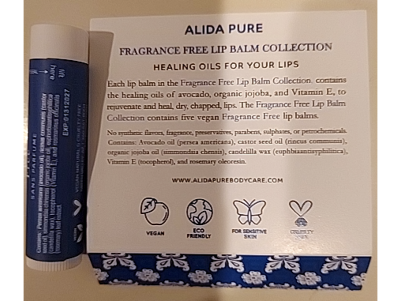 Alida Pure Lip Balm Collection, 0.75 oz/20 g, Pack Of 5