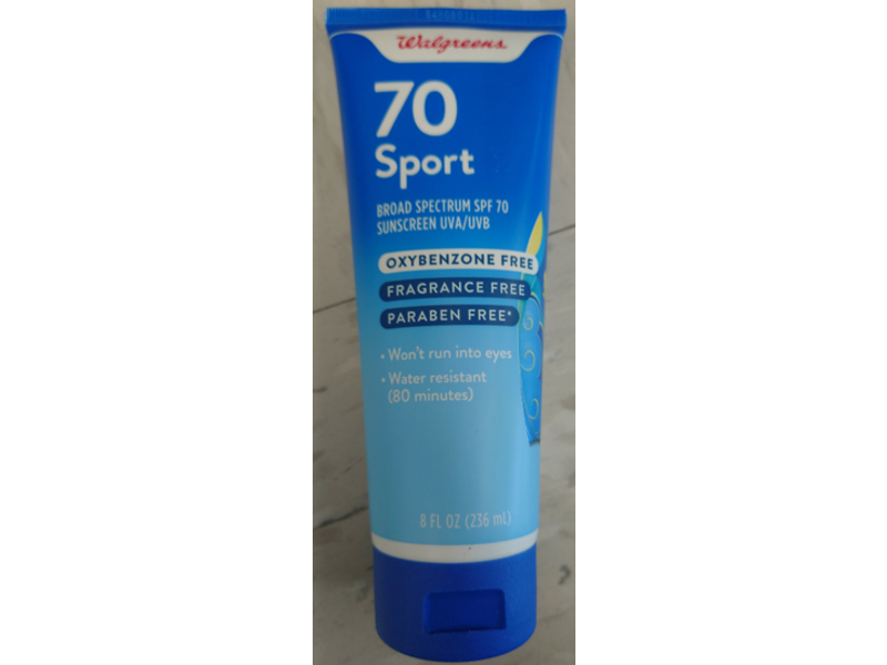 Walgreens Sport Sunscreen, SPF 70, 8 fl oz/236 mL