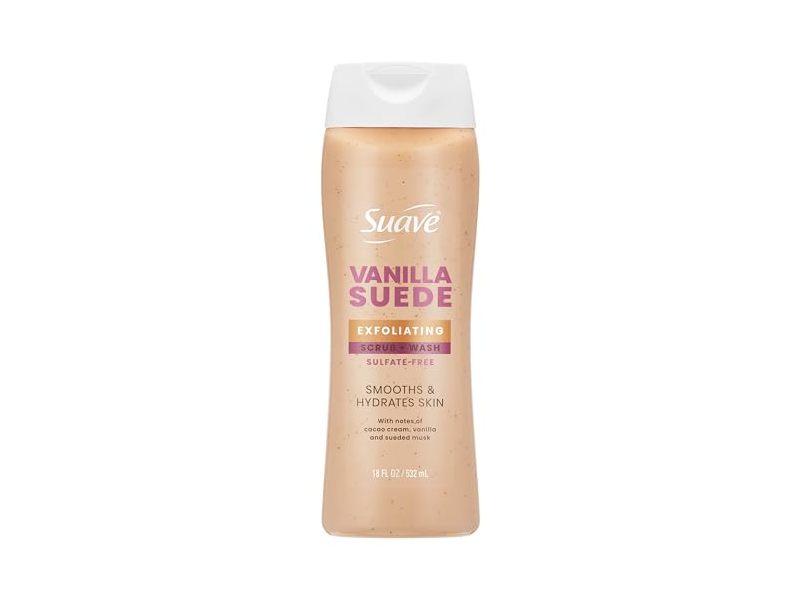 Suave Exfoliating Scrub + Wash, Vanilla Suede, 18 fl oz/532 mL