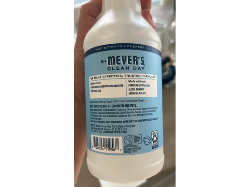 Mrs. Meyers Clean Day Multi Surface Everyday Cleaner, Rain Water Scent, 24 fl oz/710 mL