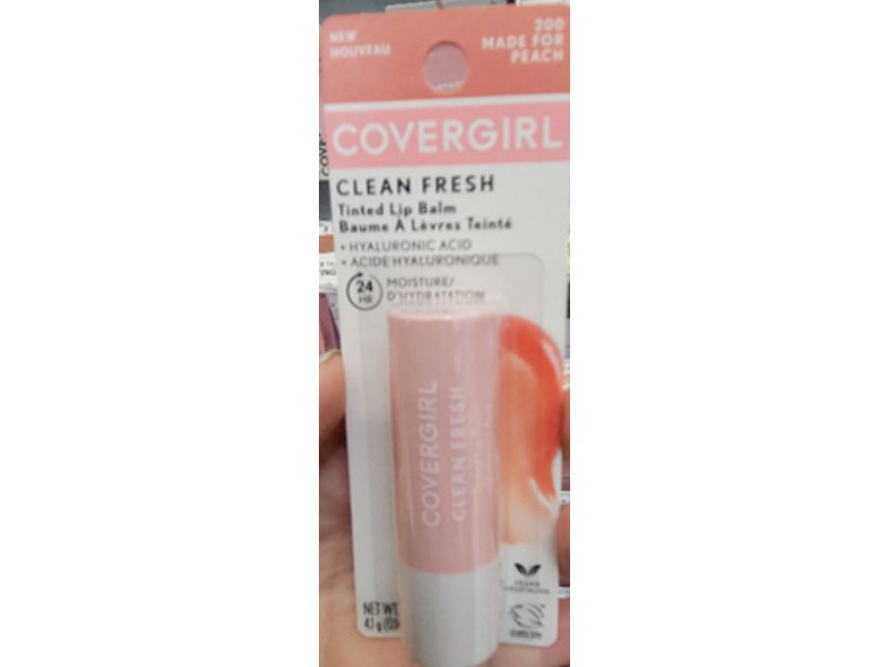 CoverGirl Clean Fresh Tinted Lip Balm, 200 Made For Peach, 0.14 oz/4.1 g
