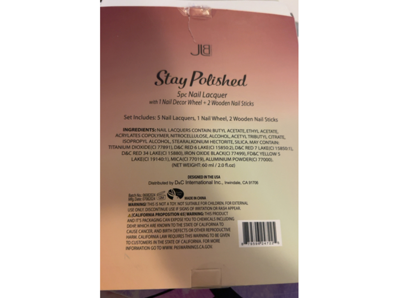 Jlb Cosmetics Stay Polished 5Pc Nail Lacquer Set, 2.0 fl oz/60 mL