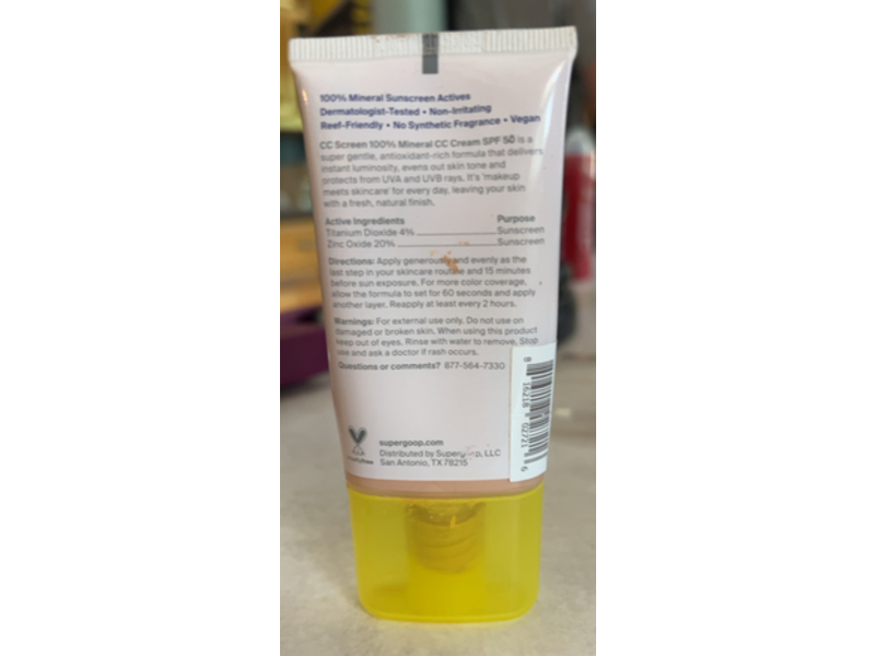 Supergoop! CC Screen Mineral CC Cream, SPF 50 PA++++, 230C, 1.6 fl oz/47 mL