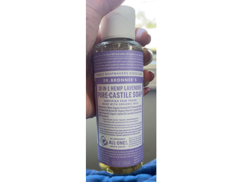 Dr. Bronner's 18-In-1 Pure-Castile Soap, Hemp Lavender, 4 fl oz/118 mL