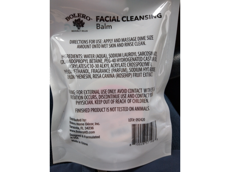 Bolero Beverly Hills Facial Cleansing Balm, Rose Hip With Fruit Enzymes, 1.7 fl oz/50.2 mL