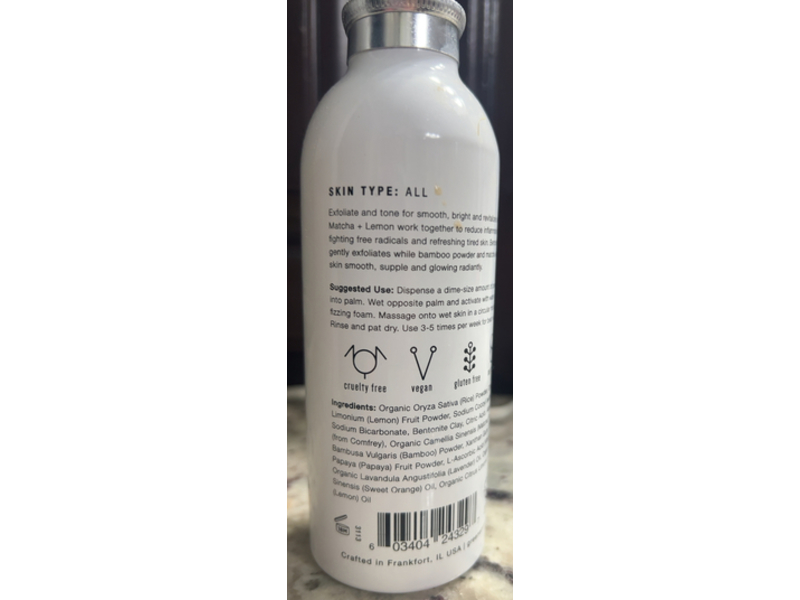 Green Envee Illuminate Enzyme Cleansing Powder, Matcha + Lemon, 4.5 oz/128 g