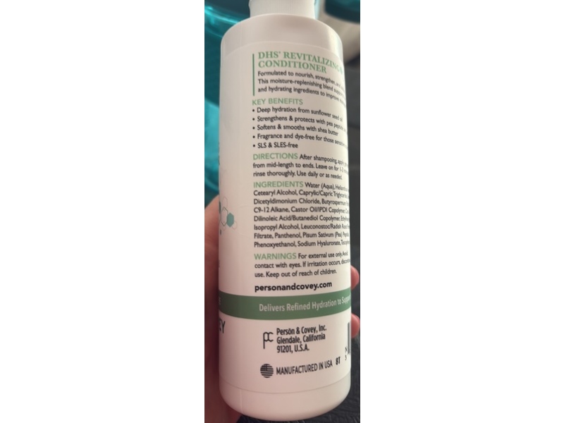 Person & Covey DHS Revitalizing Conditioner, Fragrance & Dye Free, 8 fl oz/240 mL