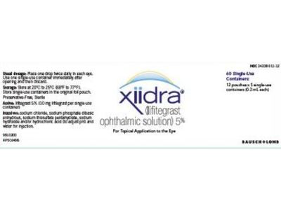 Xiidra (lifitegrast ophthalmic solution) 5%, Bausch and Lomb (Rx)