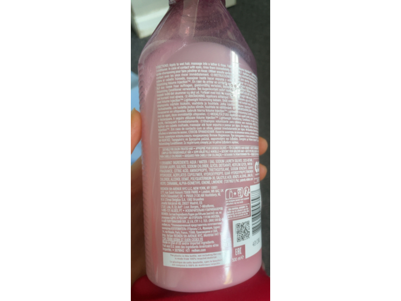 Redken Volume Injection Shampoo, Filloxane + 1% Bodifying Complex, 16.9 fl oz/500 mL