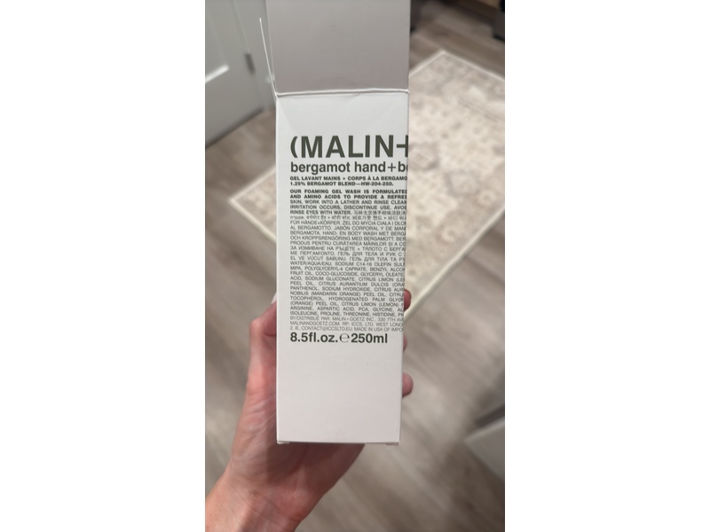 Malin + Goetz Essential Hand + Body Wash, Bergamot, 8.5 fl oz/250 mL