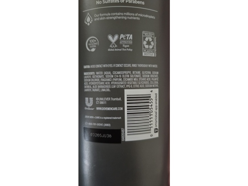 Dove Men + Care Body + Face Wash, Oatmeal & Aloe, 18 fl oz/532 mL, Pack Of 4