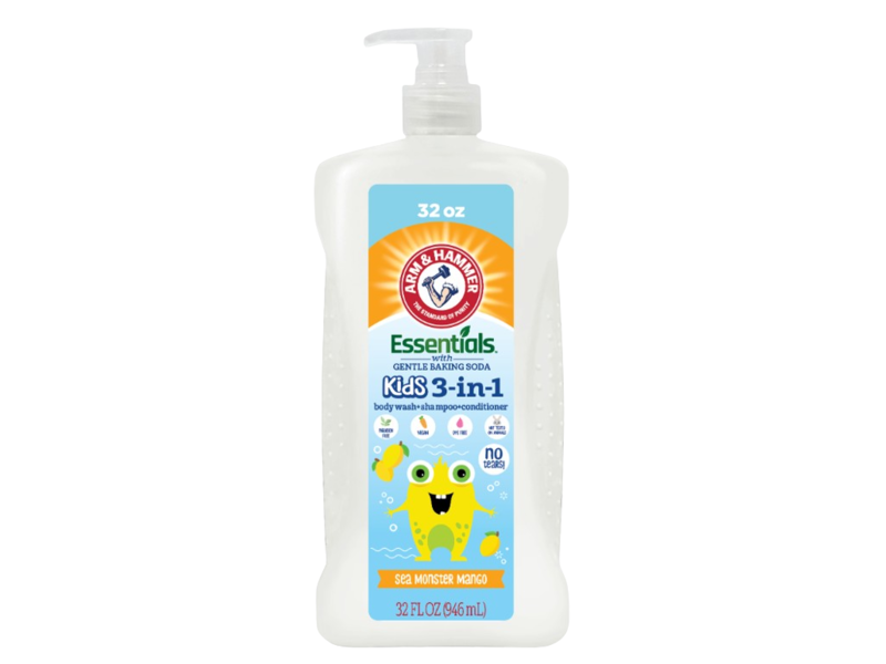 Arm & Hammer Essentials Kids 3-In-1 Body Wash + Shampoo + Conditioner, Sea Monster Mango, 32 fl oz/946 mL