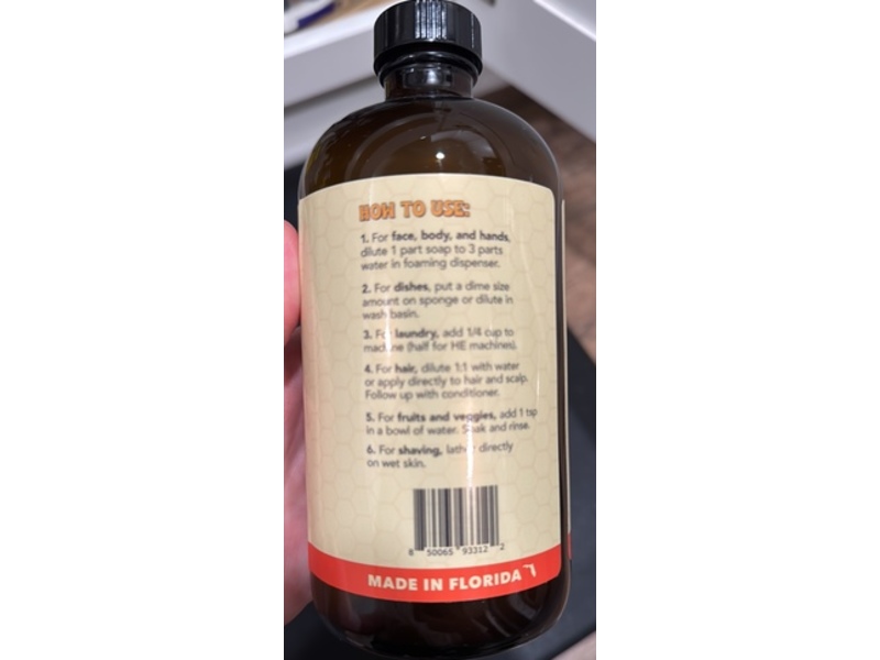 Health y Sol Tallow & Honey All Purpose Soap, Fragrance Free, 16 fl oz/473 mL