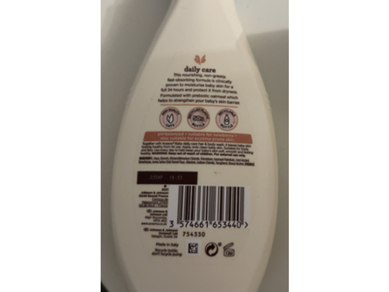 Aveeno Baby Daily Care Moisturising Lotion, Prebiotic Oatmeal, 250 mL