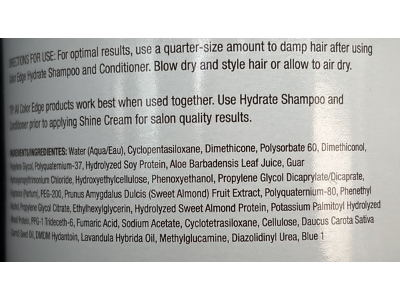 Color Edge Shine Cream Multipurpose Blow Dry Cream, Sweeet Almond & Carror Seed Oils, 12 fl oz/355 mL