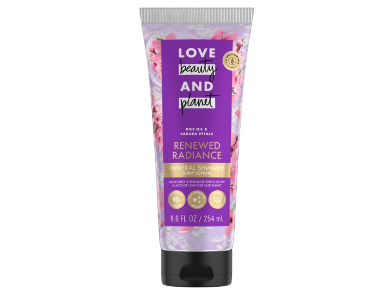 Love Beauty And Planet Mineral Shimmer Body Lotion, Rice Oil & Sakura Petals, 8.6 fl oz/254 mL