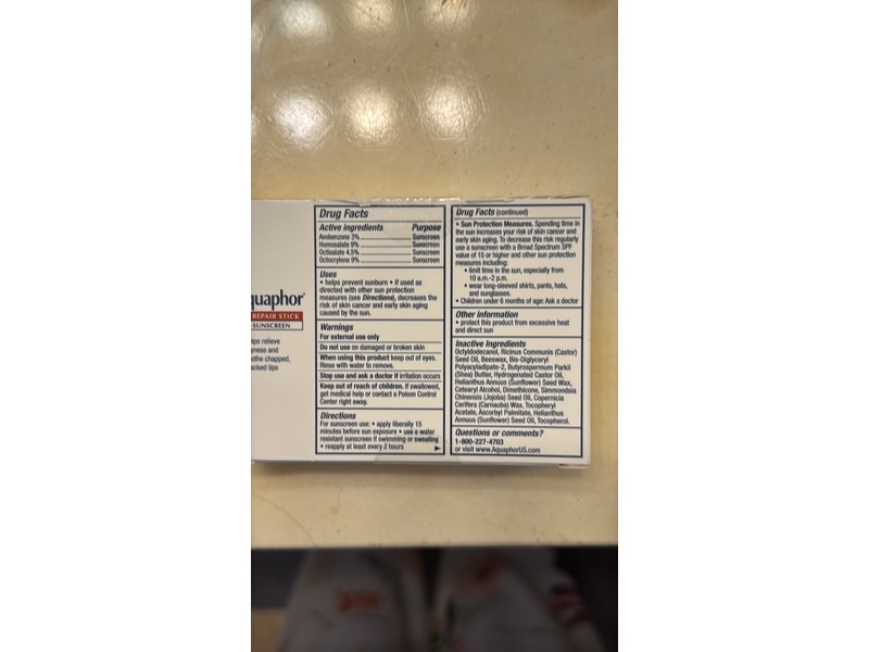 Aquaphor Immediate Relief Lip Repair Stick, 0.17 oz/4.8 g, Pack Of 2