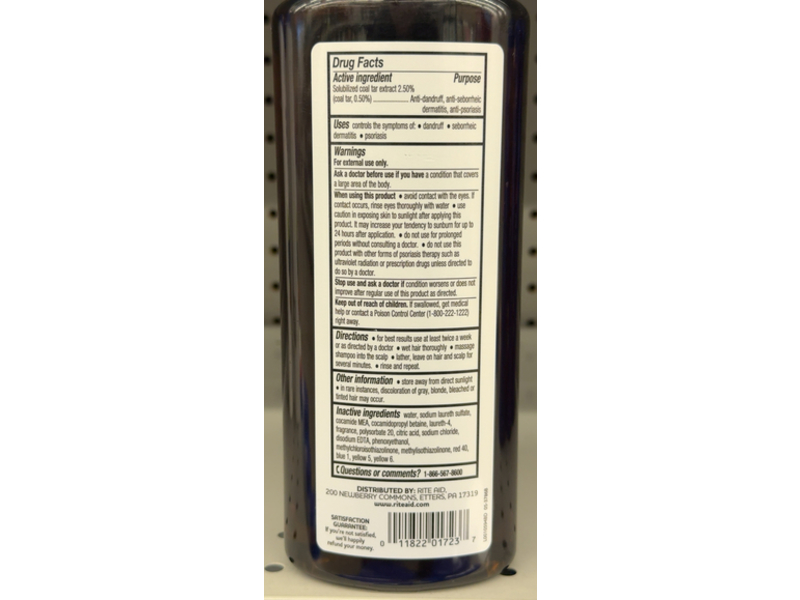 Rite Aid Coal Tar Therapeutic Dandruff Shampoo, 16 fl oz/473 mL