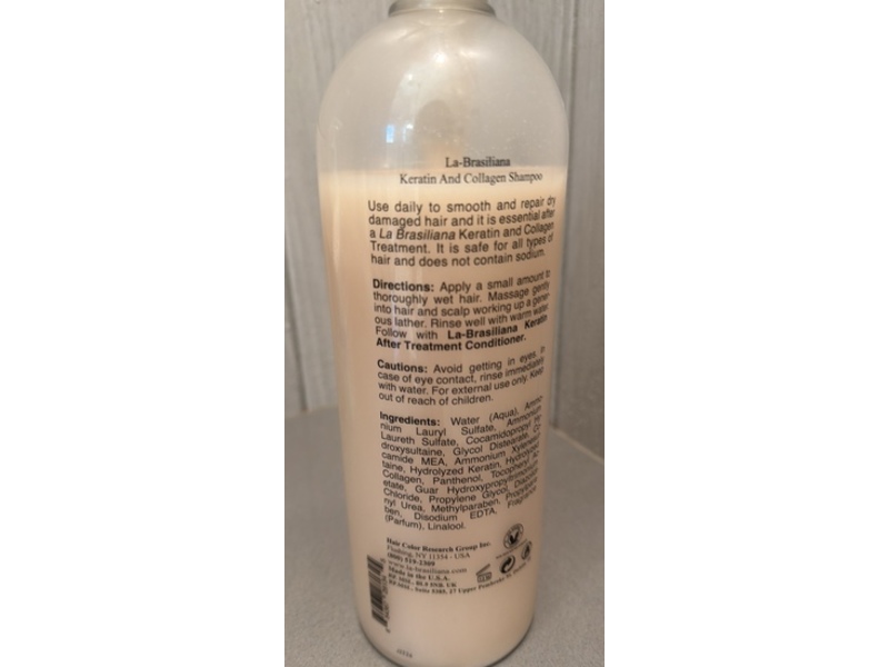 La-Brasiliana Uno Keratin And Collagen Shampoo, 33.8 fl oz/1000 mL