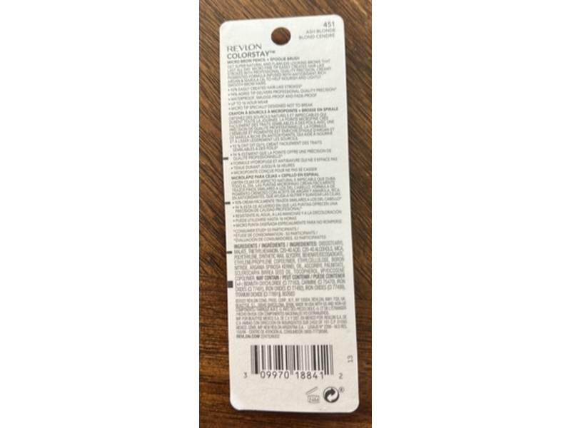 Revlon Color Stay Micro Eyebrow Pencil, 451 Ash Blonde, 0.003 fl oz/0.09 g
